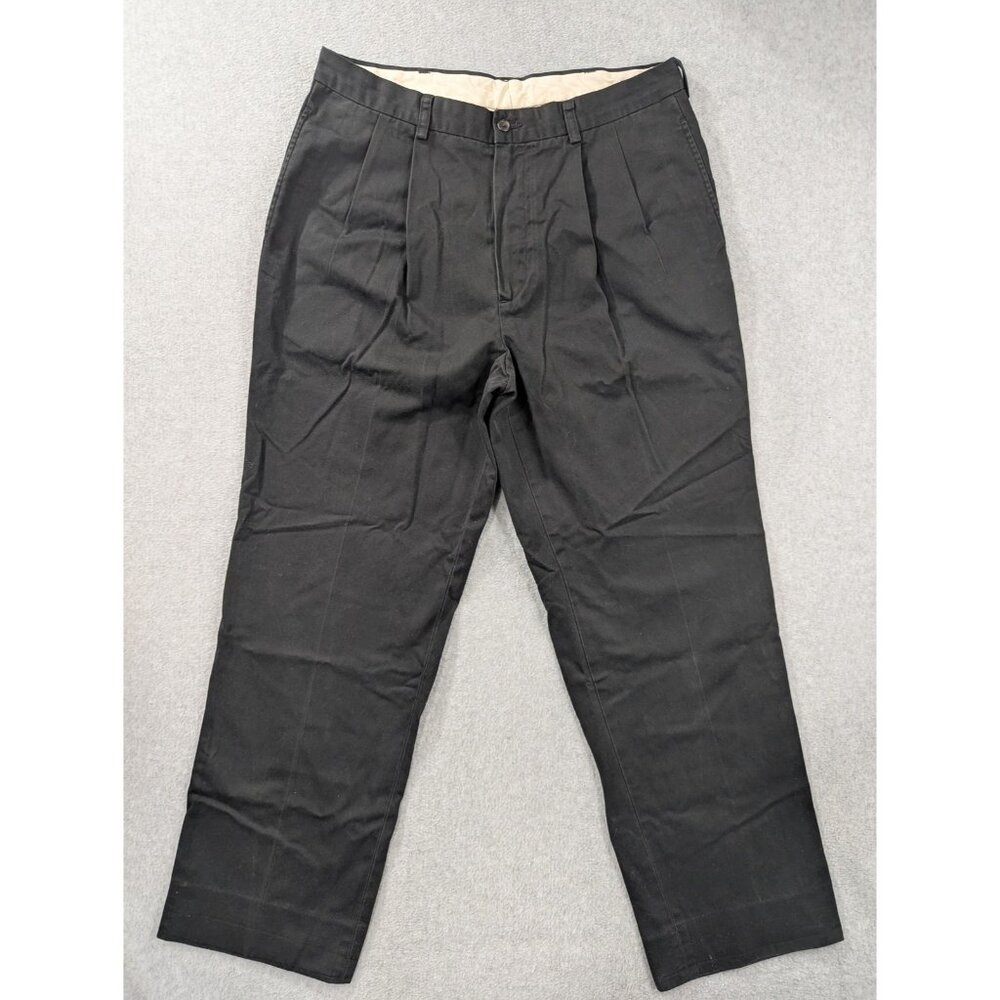 Brooks Brothers Advantage Chino Elliot Pants Mens 36x30 Black Pleated Relaxed